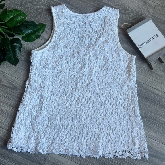 Daniel Rainn Jorgensen Crochet Overlay Sleeveless Shift Top in White. Size S - Picture 5 of 12